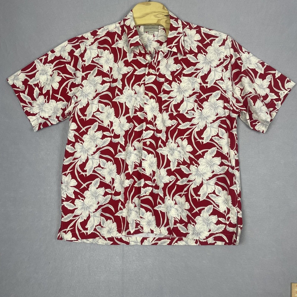 Cutter & Buck Floral Hawaiian Shirt Men's XL‎ Tropical Vacation Button Up